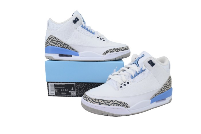 [plus-size shoes]Jordan 3 Mid-Top Men's North Carolina Blue Retro Basketball Shoes 29033474