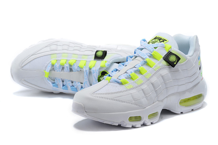 [plus-size shoes]Air Max 95 Black White Swoosh Neon Accent Air Cushion Casual Sneakers 29066056