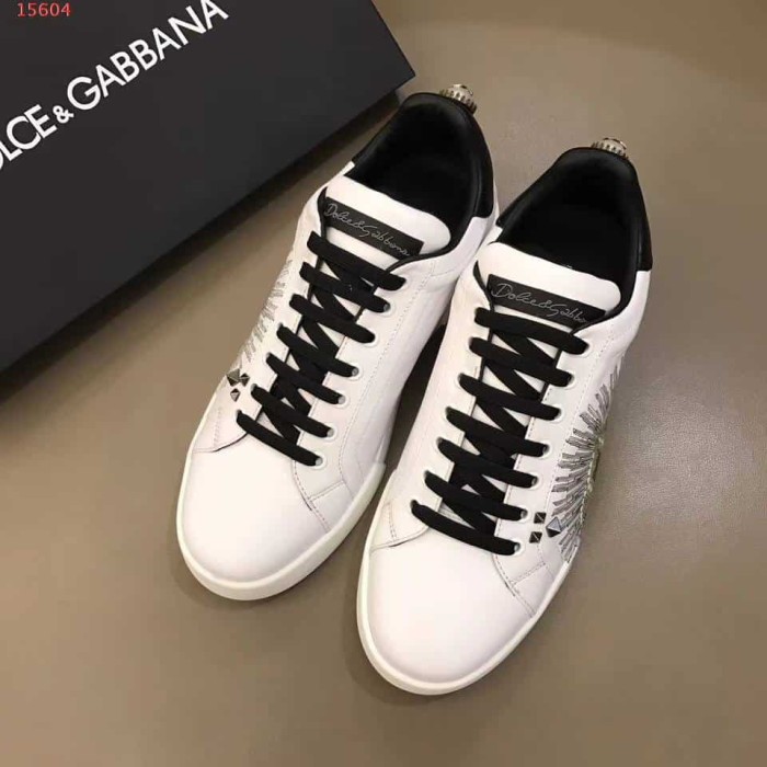 DOLCE    G@BB@N@ PRINTED CALFSKIN PORTOFINO SNEAKERS   DG9