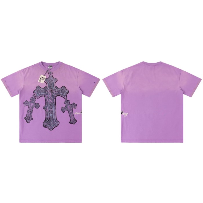 Gothic Cross Hot Drilling Print Washed Tee 3 colors 28899677