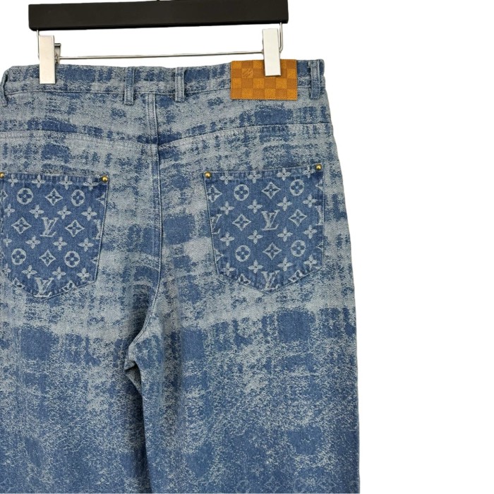 1:1 quality version Bleached Plaid Jacquard Denim Jeans 28759547