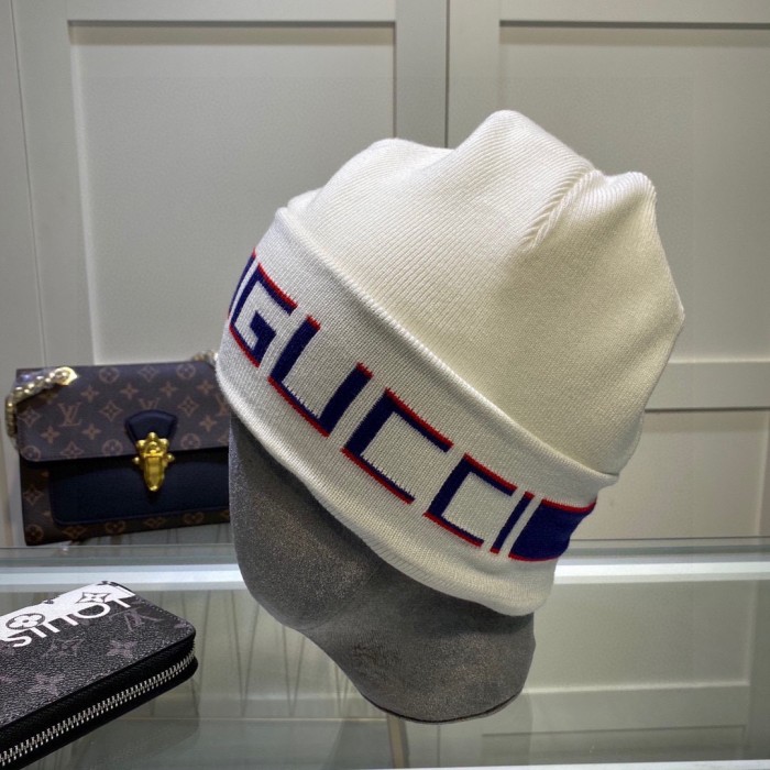 1:1 quality version Two Color Letter Jacquard Warm Knit Beanie 4 colors
