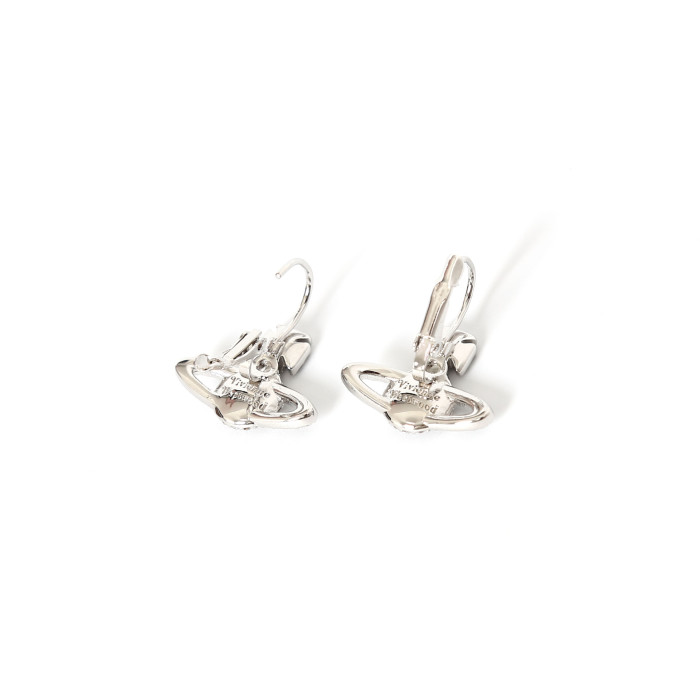 Small Logo Full-Diamond Saturn Stud Earrings 28659477