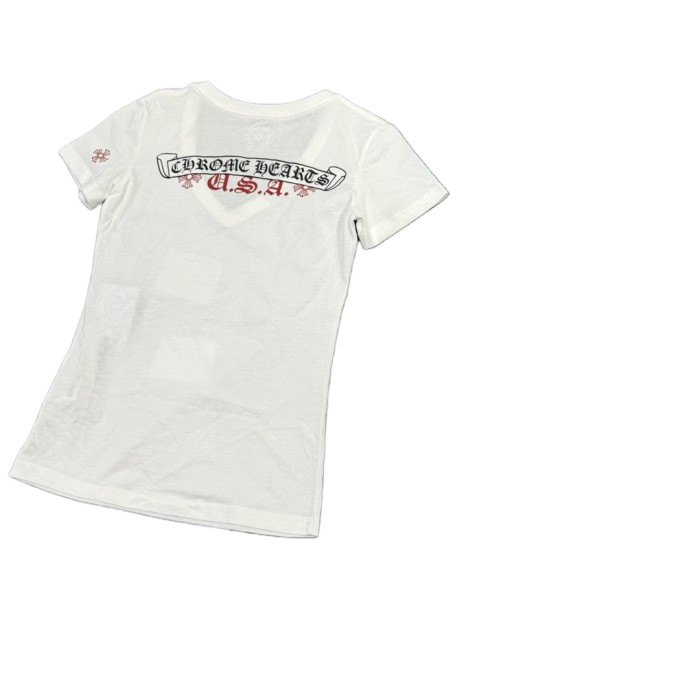 1:1 quality version 28088599 Limited Red Letter Print V-Neck Tee 2 colors for girls