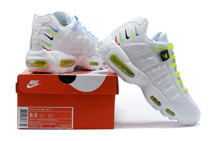 [plus-size shoes]Air Max 95 Black White Swoosh Neon Accent Air Cushion Casual Sneakers 29066056