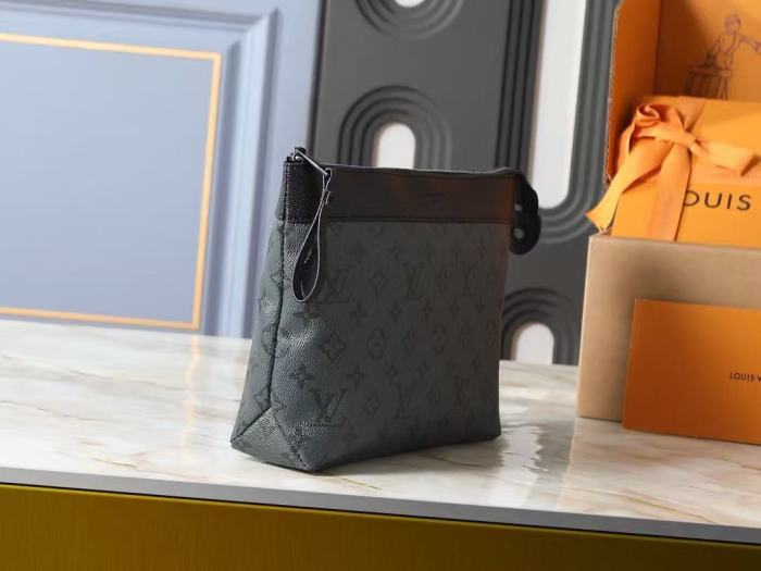Black Grey Monogram Canvas Clutch Bag 29068978