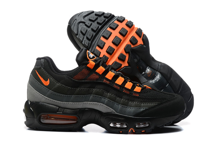 [plus-size shoes]Air Max 95 Black Grey Orange Mesh  Air Cushion Running Shoes 29045251