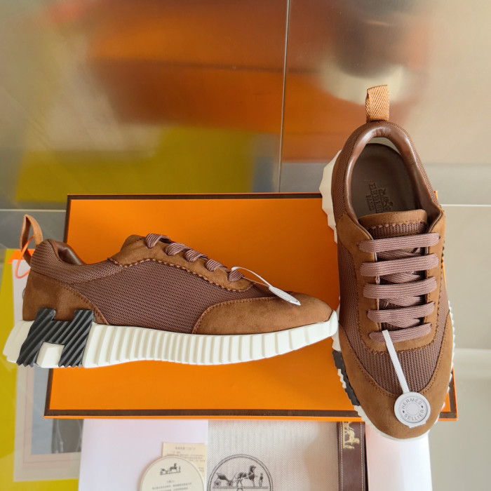 [plus-size shoes]Bouncing Couple Style Mesh & Genuine Leather Breathable Sneakers 4 colors 29085183