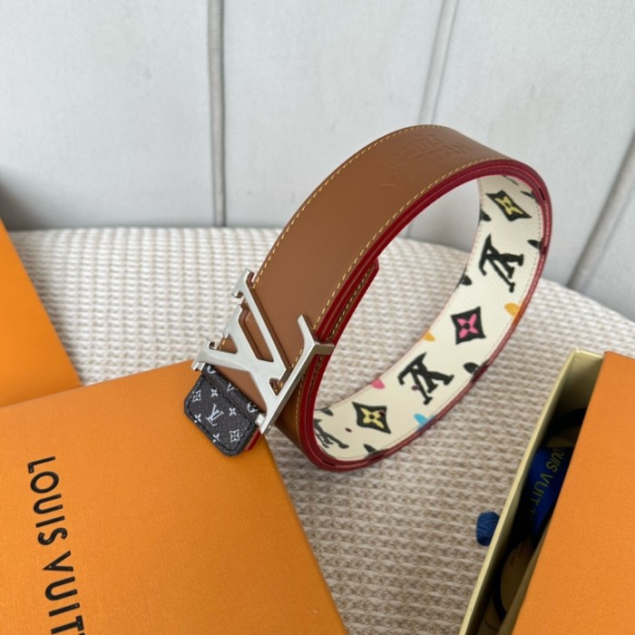 1:1 quality version Full-printed colorful logo metal buckle belt 6 colors【Width 4 cm】