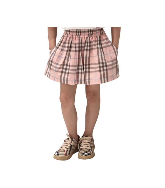 Equestrian Knight Print Cotton T-Shirt &  Plaid Skort Set  for Kids 29006262