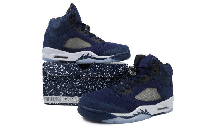 [plus-size shoes] Jordan 5   Midnight Navy  Blue Suede Basketball Shoes 29035487