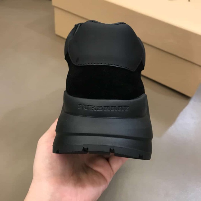 BURB5RRY SUEDE AND NEOPRENE HIGH-TOP SNEAKERS   BBR19