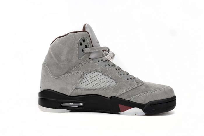 [plus-size shoes] Jordan 5   Burgundy  Grey Suede Basketball Shoes 29035416