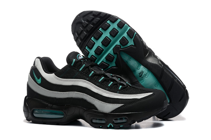 [plus-size shoes]Air Max 95 Black White Teal Mesh  Air Cushion Running Shoes 29045309