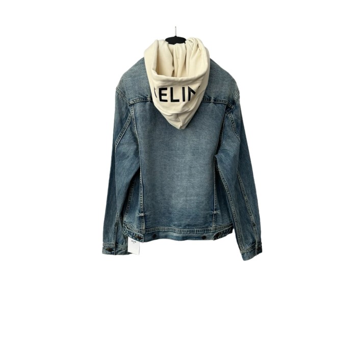 1:1 quality version Fake Two-piece Hooded Denim Jacket 28491828