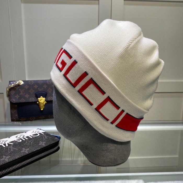 1:1 quality version Two Color Letter Jacquard Warm Knit Beanie 4 colors
