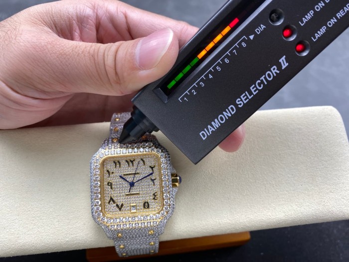 1:1 quality version Black Moissanite Diamond-Studded Santos Mechanical Watch【Dial diameter：39.8mm】28773787