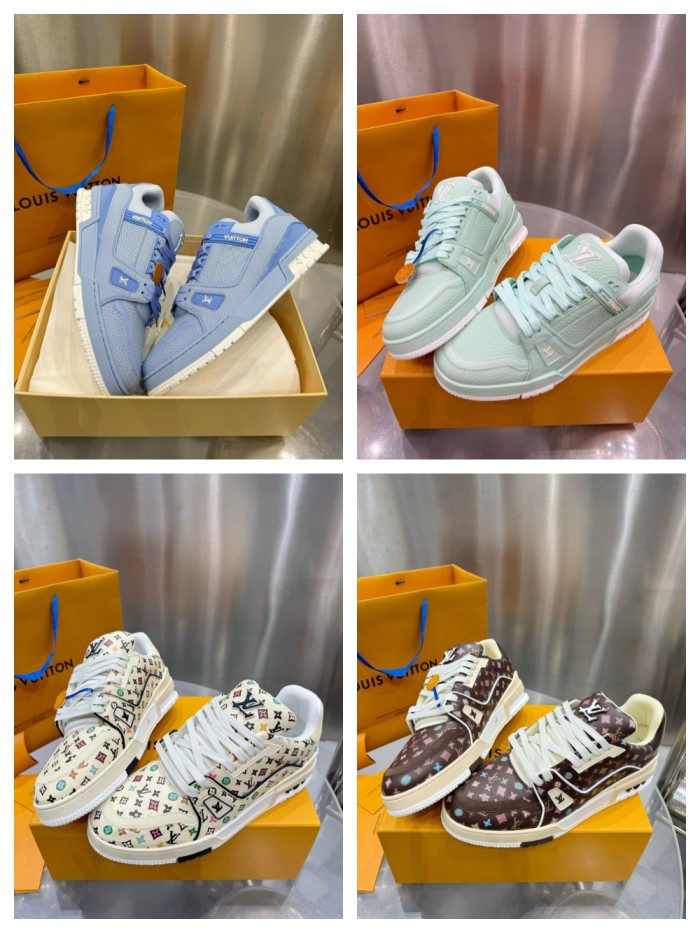 1:1 quality version Checkered Leather All-over Printed Logo Board Shoes 4 colors