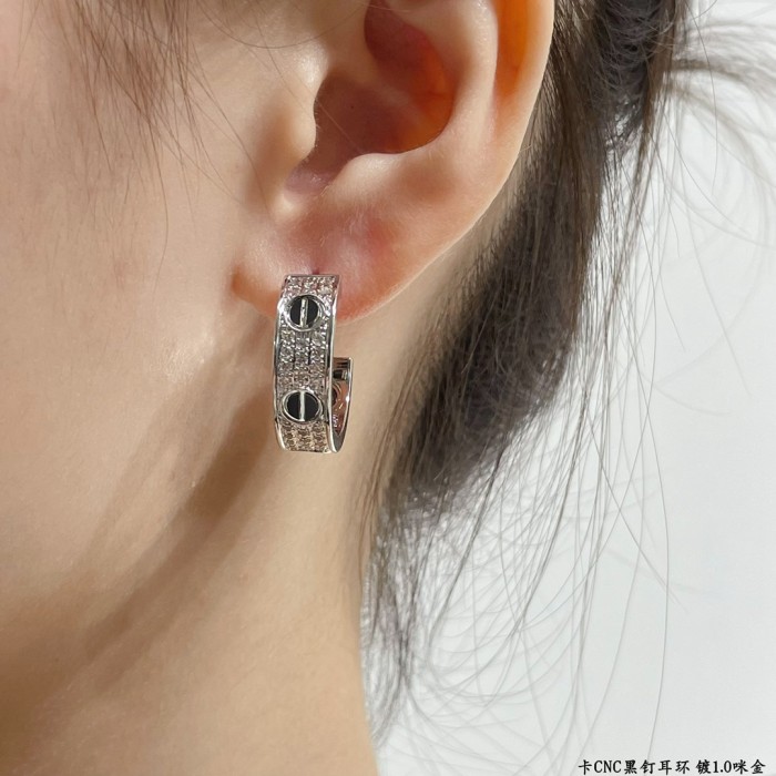 1:1 quality version CNC black stud starlit sky earrings