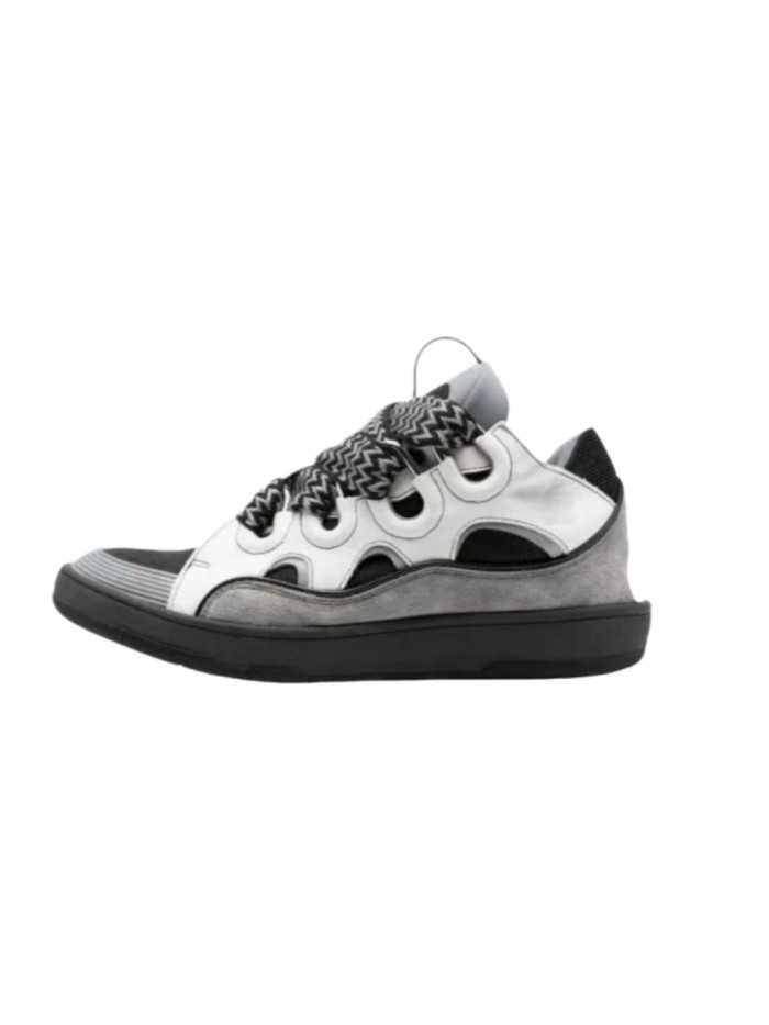 Crimped Thick Laces Grey Low-Top Sneakers 28885843