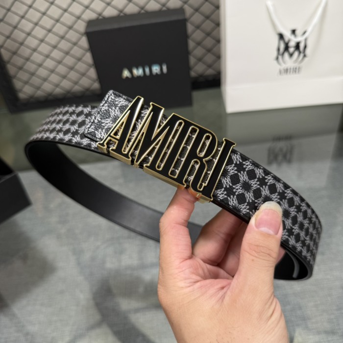 1:1 quality version Full-Print AM Logo Belt 5 colors 【Width 3.8 cm】28659912