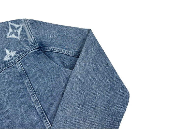 1:1 quality version White Logo Embroidered Blue Denim Jacket 28687458
