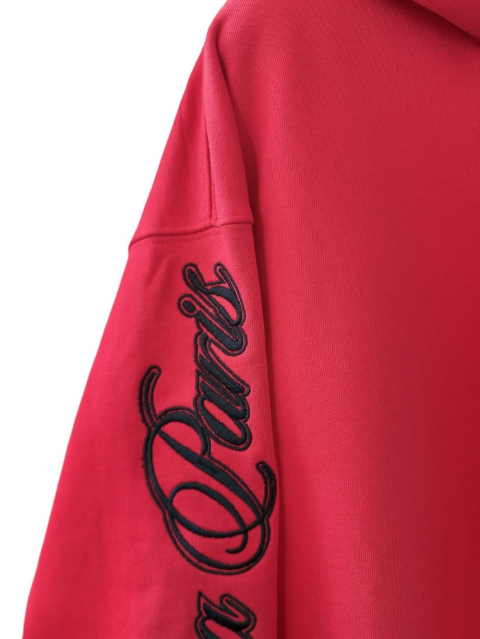 1:1 quality version Two-Sleeve Cursive Letter Matte Embroidered Hoodie 2 colors 28974530