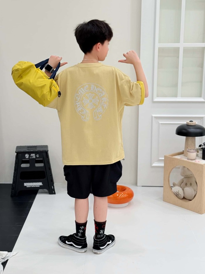 Cross Horseshoe Print Color Block Casual T-Shirt 3 colors for Kids 29008975