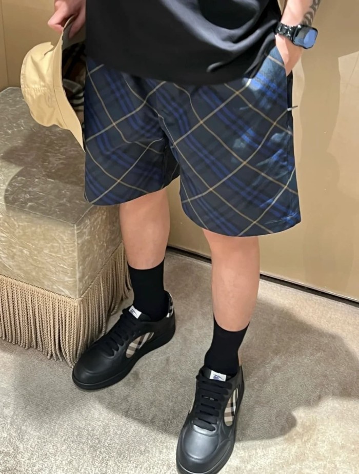 1:1 quality version Classic plaid cross jacquard drawstring casual shorts 2 colors 28967973