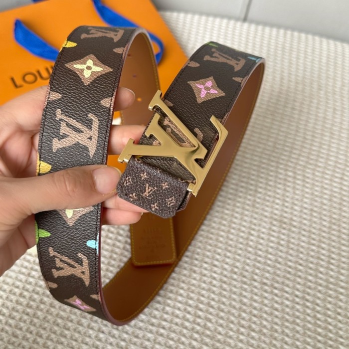 1:1 quality version Full-printed colorful logo metal buckle belt 6 colors【Width 4 cm】