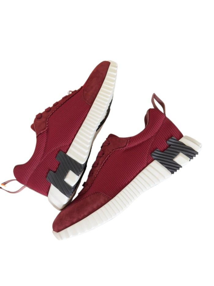[plus-size shoes]Bouncing Burgundy Suede & Mesh Couple Style Breathable Sneakers29085241
