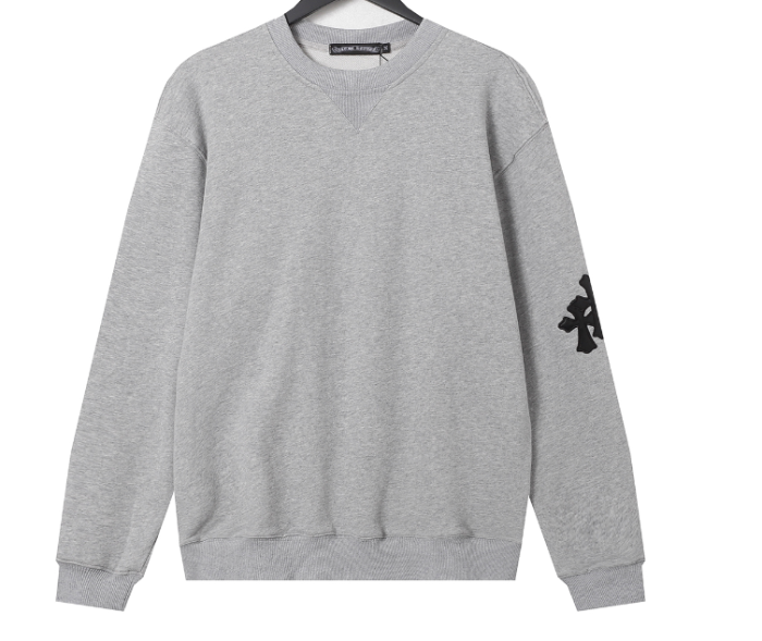 Cross Appliqué Embroidered Metallic Crew Neck 2 colors