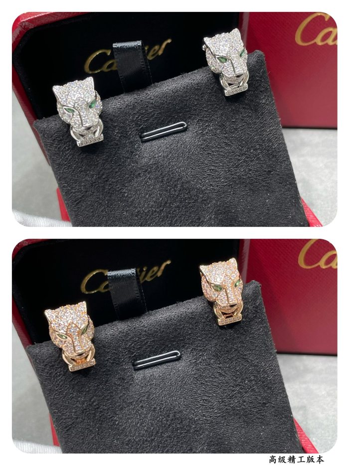 1:1 quality version CNC C@rtier Leopard Head Earrings