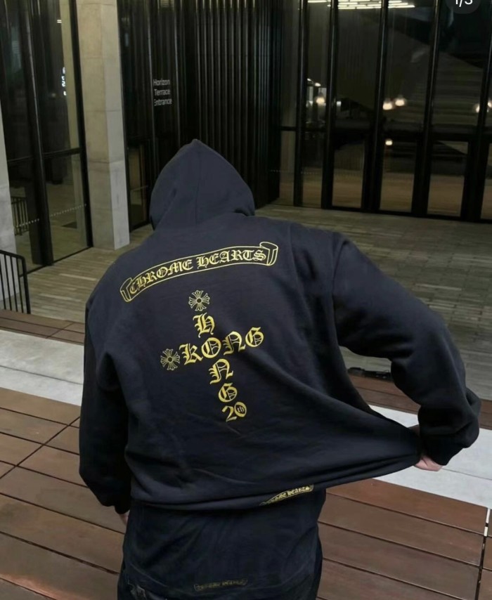 1:1 quality version Hong Kong Limited Ink & Gold Print Hoodie