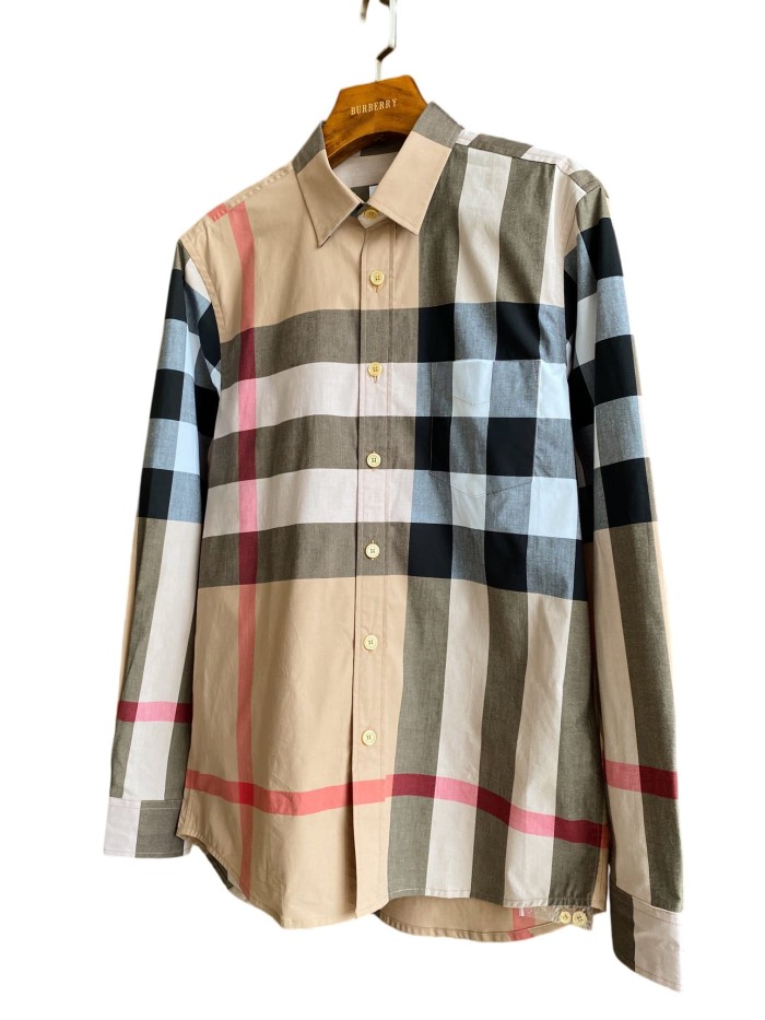 1:1 quality version Plaid Stretch Cotton Poplin Long Sleeve Shirt 8 colors 28875206