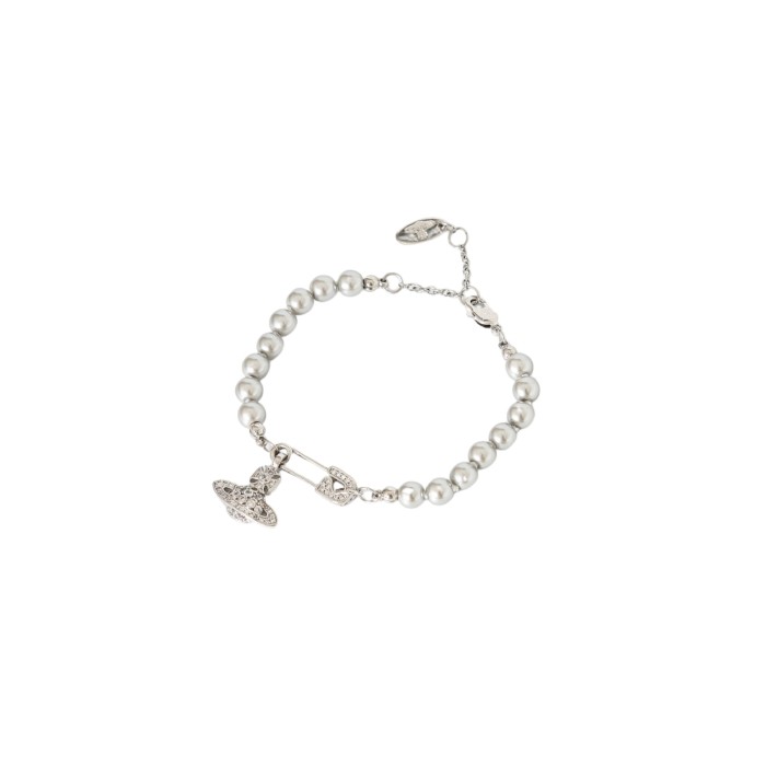 Gray Pearl Brooch Bracelet 28659479