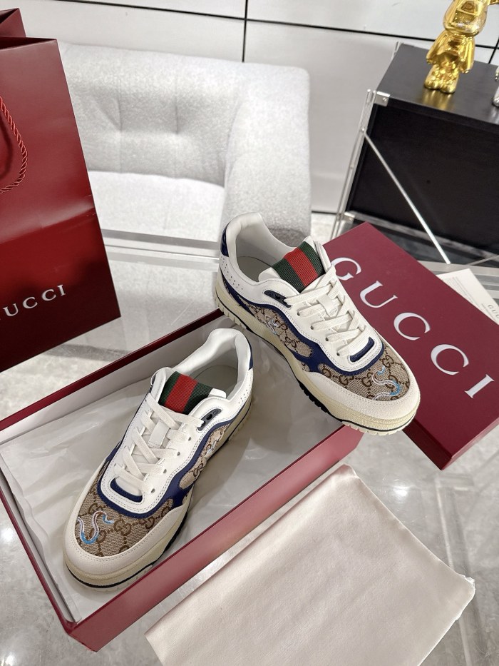 1:1 quality version GG Canvas Sneakers with Snake Embroidery Shoes 28974319