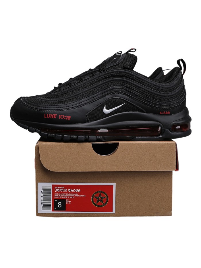 Air Max 97  Black Red  LUKE 10:18  Print Full-Length Air Cushion Sneakers 29063959