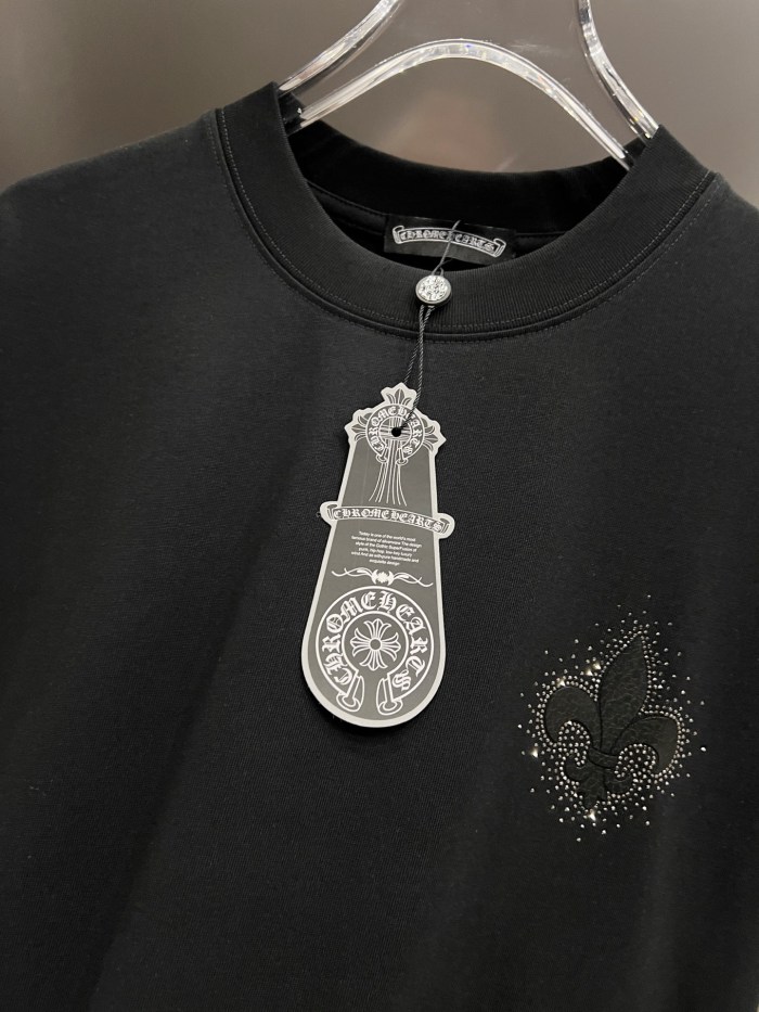 1:1 quality version Sanskrit Horseshoe & Fleur-de-lis Rhinestone Printed  Vintage Tee 3 colors 29082450