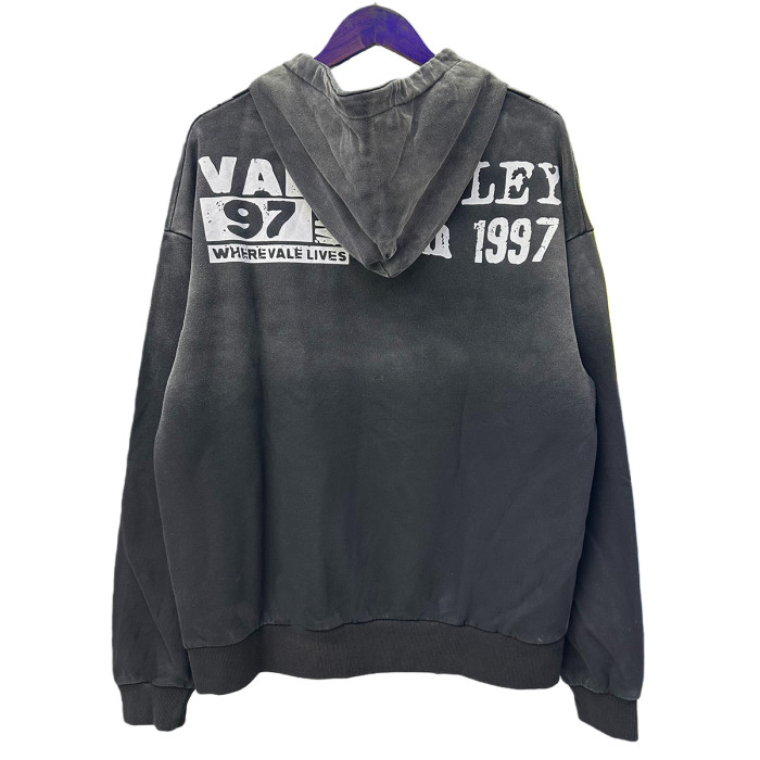Large Chain Back Letter Printed Washed Version Hoodie 28711245