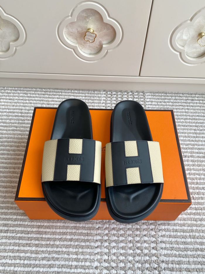 1:1 quality version 28062878 H Calfskin Slippers 5 colors