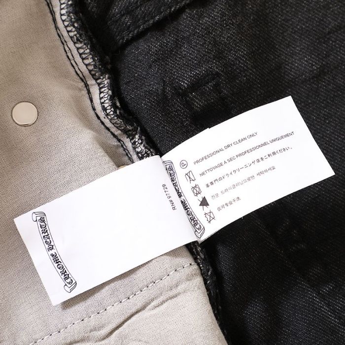1:1 quality version Red Black Cross Patched Washed Black Straight Leg Casual Denim Jeans 29082231