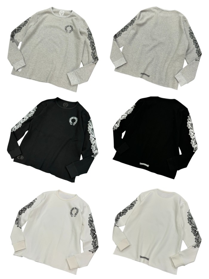 1:1 quality version 27879886 Waffle Fabric Printed Long Sleeve T-Shirt 3 colors