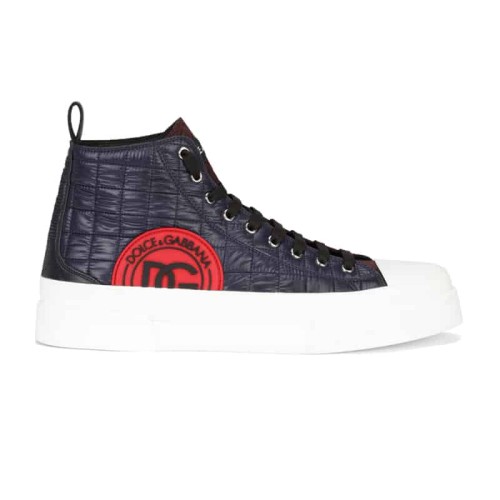 DOLCE AND  G@BB@N@ QUILTED TWO-TONE NYLON PORTOFINO LIGHT MID-TOP SNEAKERS   DG105