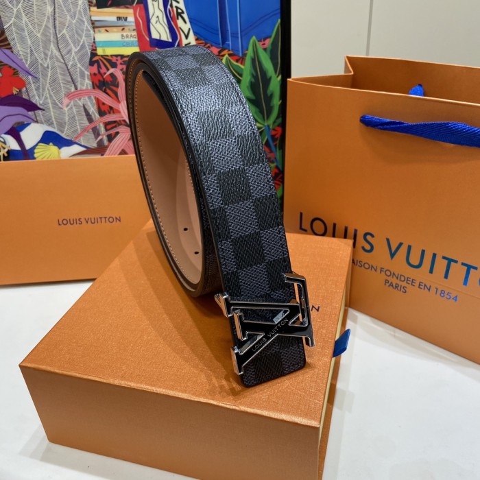 Glossy Buckle Black Leather Belt【Width 3.5 cm】28523789