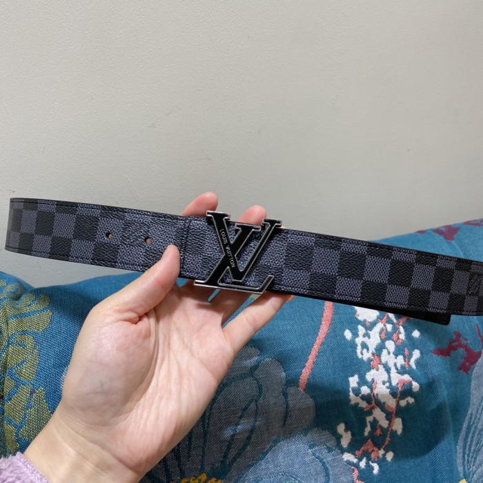 Glossy Buckle Black Leather Belt【Width 3.5 cm】28523789