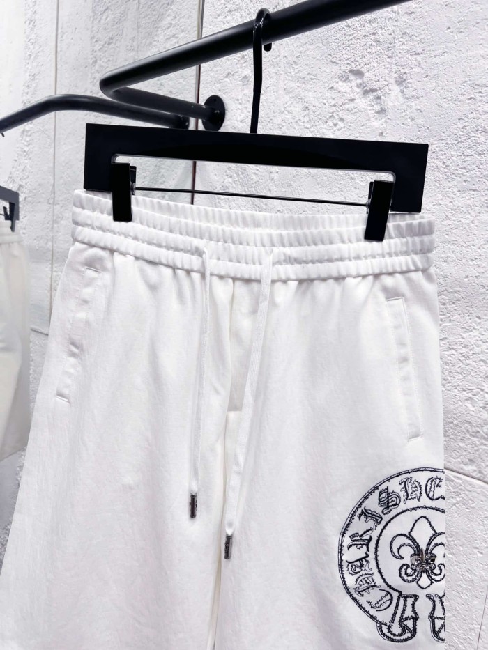 1:1 quality version White Horseshoe Embroidered Drawstring Sweat Shorts 29092174