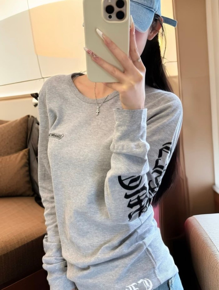 1:1 quality version Waffle Fabric Sanskrit Print Long Sleeve T-Shirt 3 colors 28969329