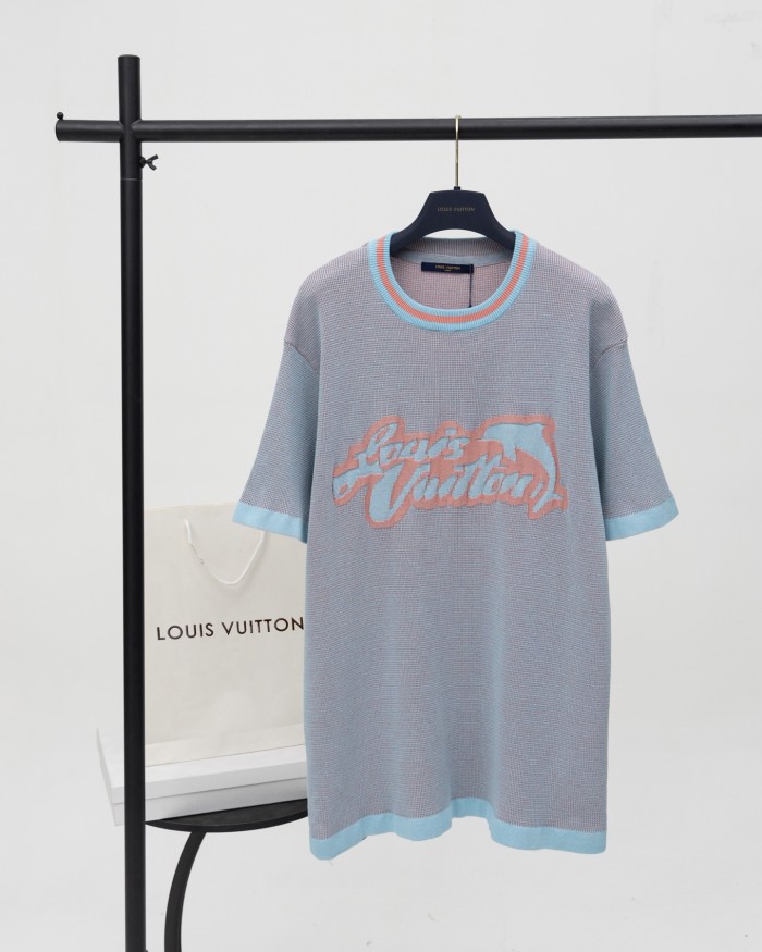 1:1 quality version 28296703 Dolphin Monogrammed Jacquard Knit T-shirt