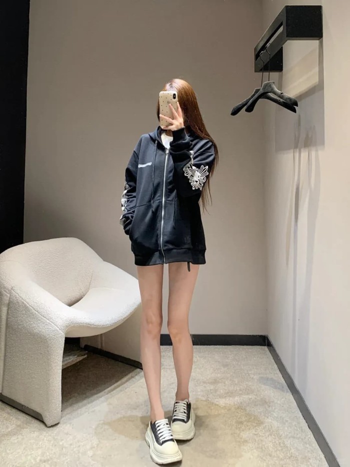 1:1 quality version yellow letter print zip-up Hoodie 28959369